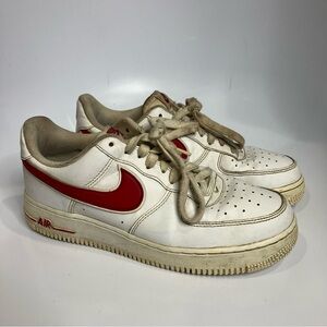 Nike Air Force 1 sneakers white red casual collegiate women’s size 7.5